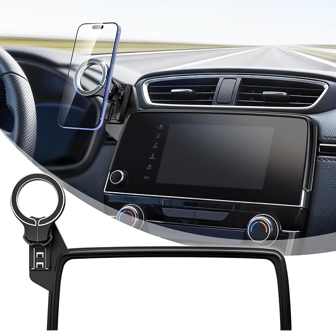 Car Phone Holder for Honda CRV 2017 2018 2019 2020 2021 2022: Magnetic Screen Cell Phone Mount for CR-V 5/7 Inch Touchscreen Accessories - 360° Rotation Compatible with MagSafe for iPhone Samsung - Image 8