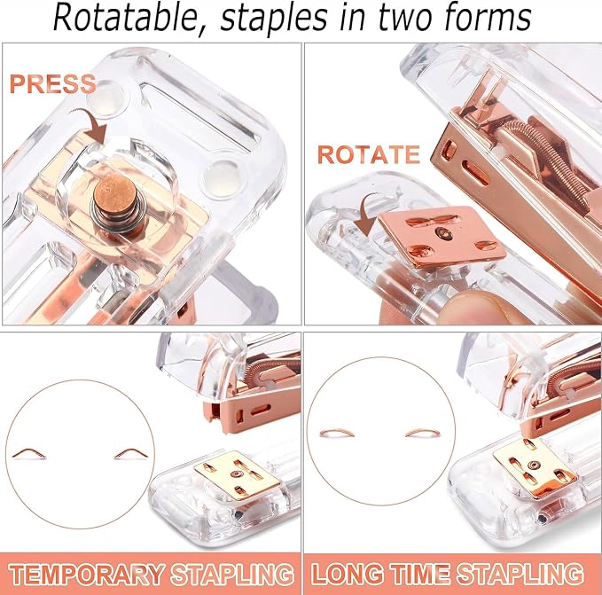 Gawsey Rose Gold Desk Organizers and Accessories with Desk Organizer 360° Rotating Pen Holder and Office Supplies, Cute Stationery Supplies Set - Image 3