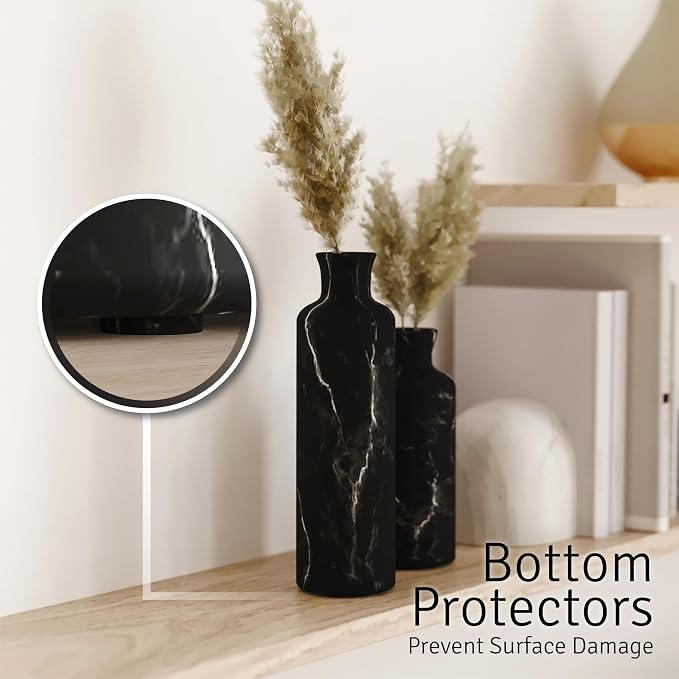 Creative Scents Black Marble Look 3pc Vase Set – Boho Vases for Decor, Modern Vases for Holding Pampas Grass, Dried/Fresh Flowers, Vases for Living Room - Kitchen, Bedroom, Office, Shelf Decor - Image 7