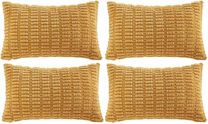 Fancy Homi 4 Packs Decorative Throw Pillow Covers for Living Room Couch Bed, Modern Farmhouse Boho Home Décor Accent Cushion Case, 24" x 12", Mustard Yellow by Fancy+Homi