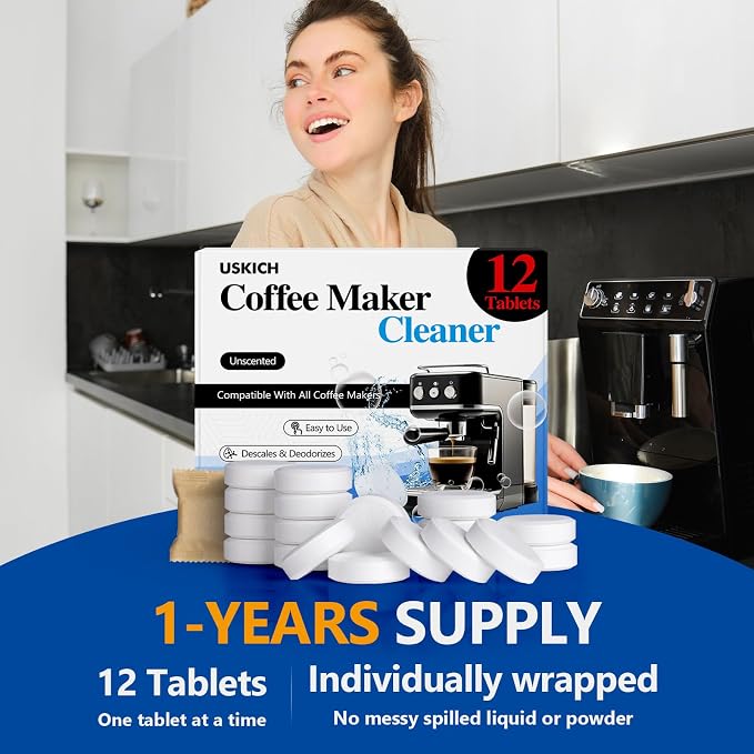 Coffee Machine Cleaner Descaler Tablets 12 Pack, Coffee Maker Cleaner for Keurig, Ninja, Breville, Delonghi, Nespresso, Miele,Espresso Machine Cleaning Tabs,Descaling Solution for Coffee Pot Maker - Image 2