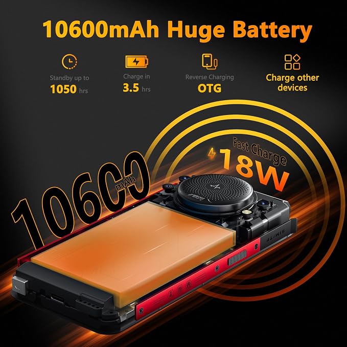 FOSSIBOT F101P Android 13 Rugged Smartphone, 7GB+64GB /1TB Rugged Call Phone 10600mAh Unlocked Phone 123dB Loud Volume Phone 5.45" 24MP+8MP Camera Waterproof Smartphone 4G Dual SIM OTG 18W Charger - Image 4