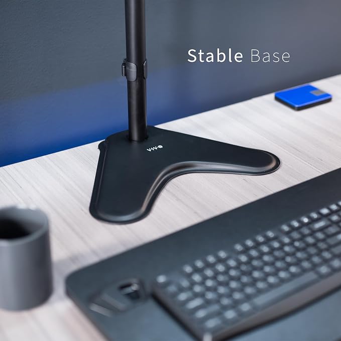 VIVO Single Monitor Desk Stand for 13 to 27 inch Screens, STAND-V011H | Black, Articulating, Freestanding Adjustable Monitor Arm, Extra Tall Computer Stand for 1 Monitor, Holds 22 lbs - Image 7