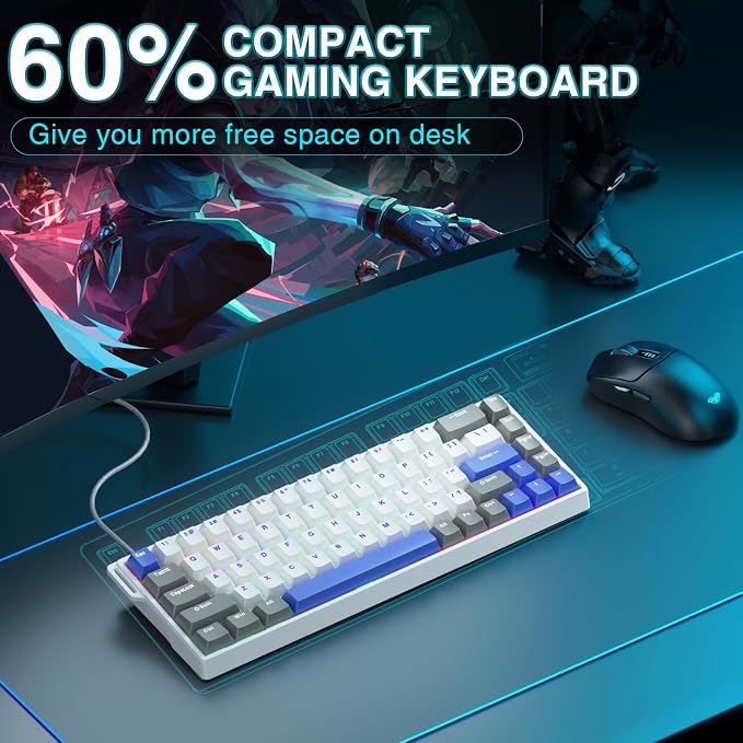AULA WIN68 HE MAX - Hall Effect Gaming Keyboard with Magnetic Switch, Adjustable Actuation Fast Trigger Mode, 8KHz Polling Rate, RGB Backlit Wired Mechanical Gaming Keyboard 60 Percent Compact Design - Image 8