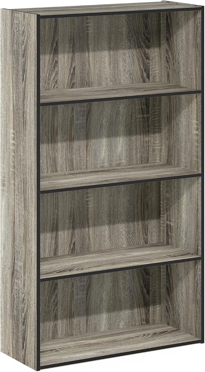 Furinno PASIR Book Shelf, 4-Tier Bookshelf, Bookcase with Open Shelf, 9.4 x 23.6 x 41.7, for Living Room, Bedroom, Home Office, French Oak - Image 6