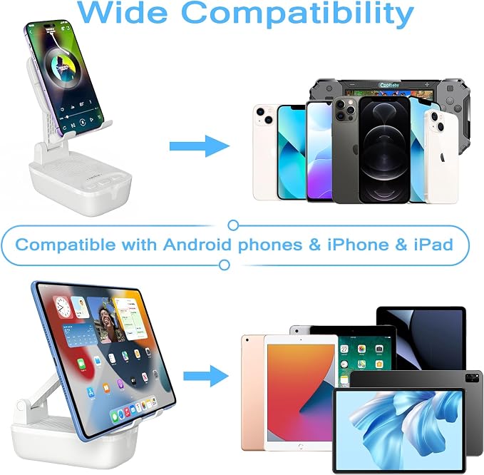 comiso Gifts for Men Women, from Wife,IPX7 Waterproof Cell Phone Stand with Bluetooth Speaker,Anti-Slip Design Shower Phone Speaker with HD Stereo Sound, Compatible for Any Smartphone/Tablet - Image 3