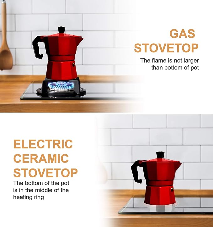 Mixpresso 3 Cup Moka Pot Stovetop Espresso Maker, Italian Cuban Coffee Pot | 5oz aluminum Italian coffee maker for gas and electric stovetops, small design for traditional coffee at home, Mug 4.4 Oz - Image 4