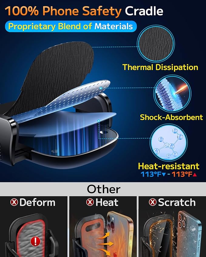 Qifutan Dash Mounted Phone Holders for Your Car Dash Phone Mount for Car Dashboard Air Vent Multi-Mount 3 in 1 Vehicle Windshield Holder Compatible Multi-Device Clip Desk Mount - Image 4