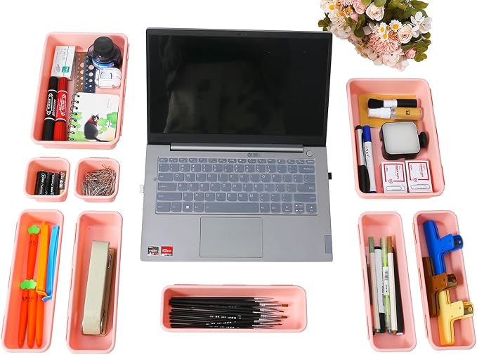 Kutesna 15 PCS Interlocking Desk Drawer Organizer Separator for Office,Bathroom,Kitchen,Makeup（Pink） - Image 7