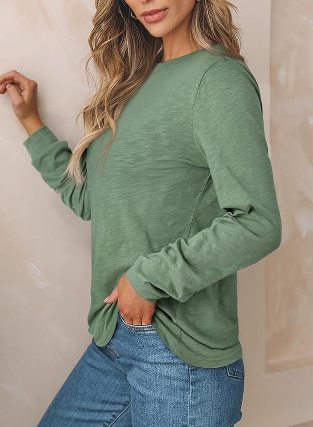 EVALESS Womens Crewneck Long Sleeve Tops Casual Polka Dots Tops Fall 2026 Tshirts Shirts - Image 3