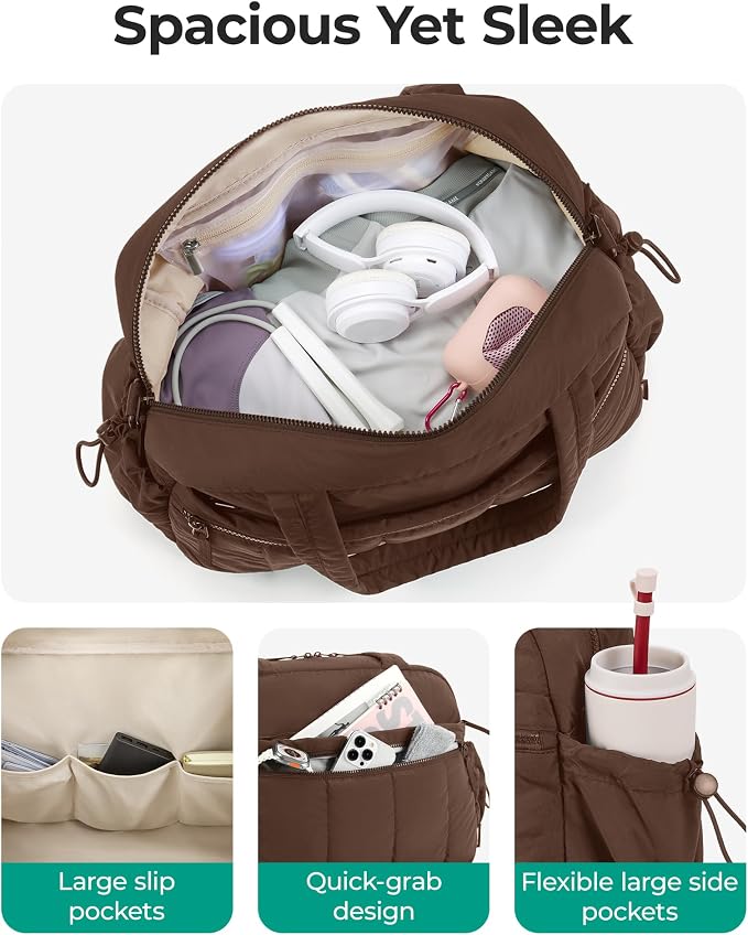 BAGSMART Duffle Bag for Travel, Gym Bag for Women, Weekender Carry on Bag | PVC Wet Pocket, Airline Approved Personal Carry-on Size, Fits Under-seat, One Bag for Gym, Travel, Hospital, Overnight - Image 3