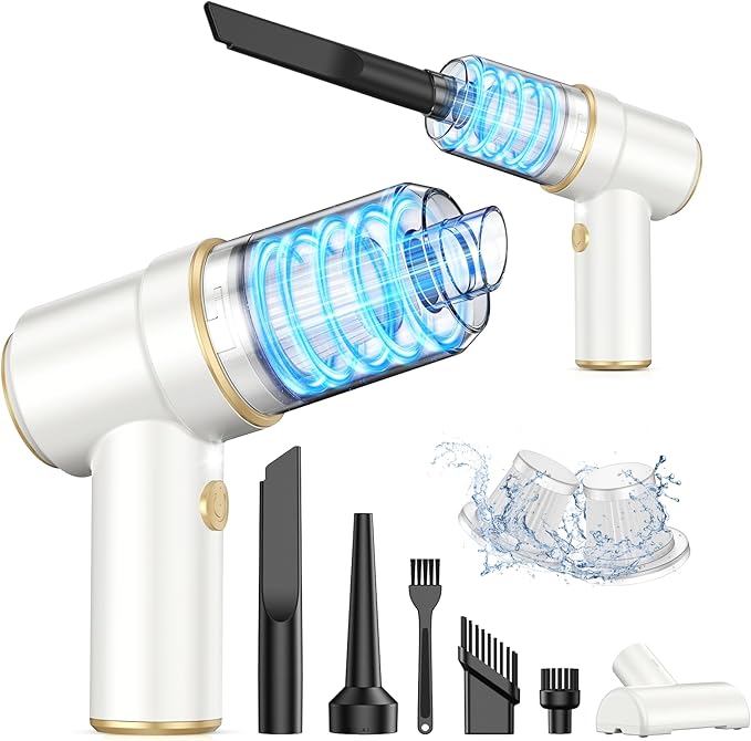 KMM Handheld Car Vacuum Cleaner, 9000PA Vacuum Cleaner & Air Duster, 120W High Power Vacuum Portable Cordless, Hand Held Vacuum Rechargeable with Multi-Nozzles & LED Light for Home, Car, Office by KMM