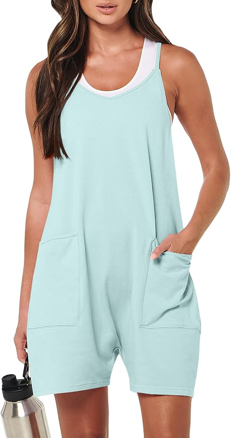ANRABESS Womens Rompers Summer Casual Loose Sleeveless Overalls Spaghetti Strap Shorts Jumpsuit 2026 Beach Vacation Clothes by ANRABESS