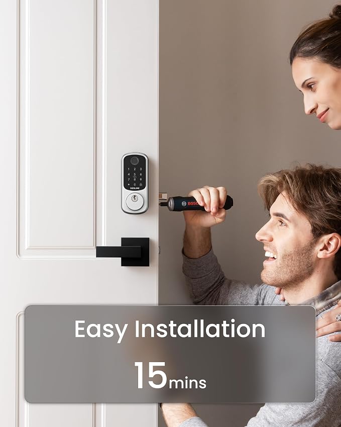 DESLOC Smart Door Lock B200, Smart Deadbolt Lock, Keyless Entry Door Lock, Fingerprint Smart Lock, Smart Locks for Front Door, App Control, Touchscreen Keypad Deadbolts,12-Month Battery, BHMA Grade3 - Image 6