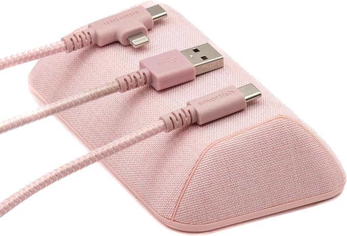 Smartish® Magnetic Cord Holder - Bigger Cable Wrangler Organizer with Magnet Clips for Charger Management on Desktop, Nightstand - Holds 6+ Cables - I'm Blushing by Smartish-PhoneCasesandStuff