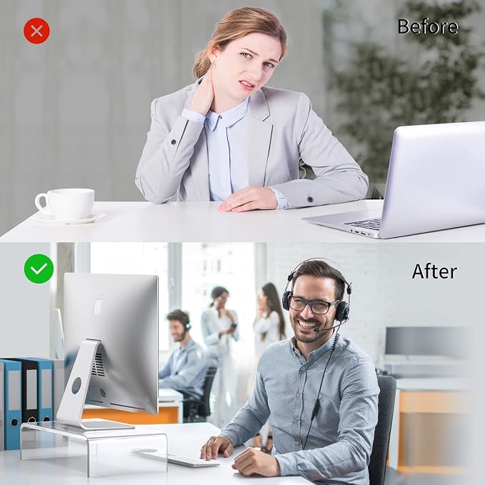 Acrylic Monitor Stand Riser Clear Laptop Stand Riser L16 xW7.5 xH4 | PC Holder Riser Compatible with All Notebooks and Monitors,Decoration for Office & Home,Computer & Laptop Stand for Desk - Image 5