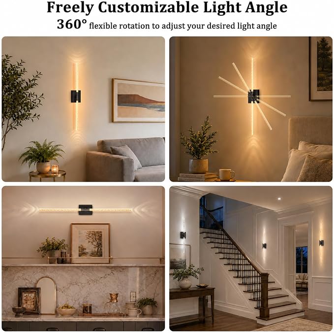 iThird Crystal Bubble Wall Sconces Set of 2: 10000mAh Rechargeable Wireless Lights with Remote & 360° Rotate, 4 Color Temps Dimmable, 31.5" Wall Lamp for Bedroom Living Room Mirror, Black - Image 9