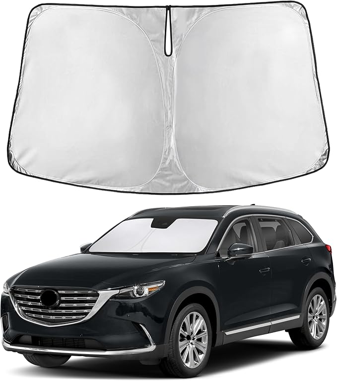 EcoNour Windshield Sunshade Compatible for Mazda CX-9 2016-2024 2025 2026, Sun Visor for Front Windshield & Window Sun Shade Cover, UV Heat Blocker & Protector, Car Accessories by EcoNour