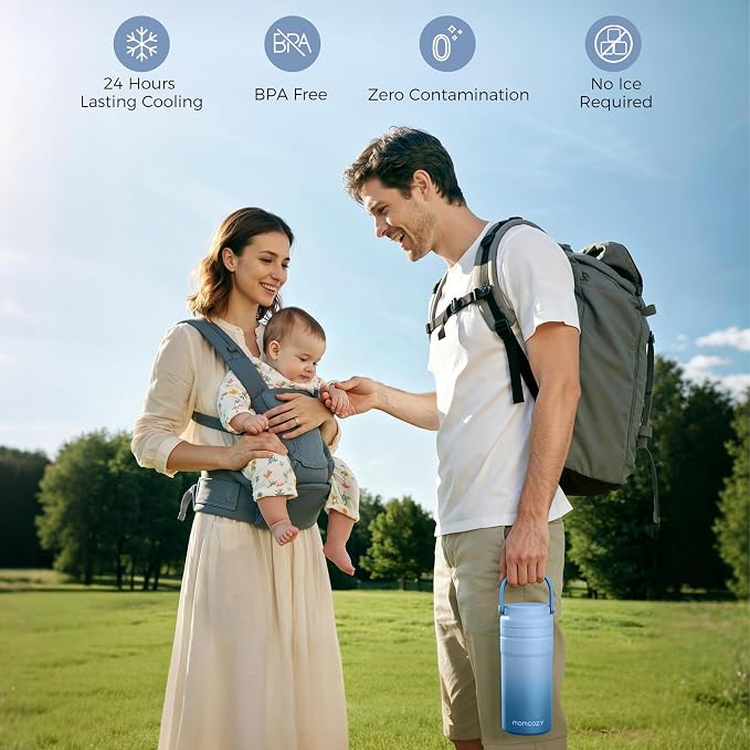 Momcozy Portable Breast Milk Cooler for Travel, 24H Ice-Free Cooling Breastmilk Storage Bottles Container, 12oz Leak Proof Outdoor Small Freezer, Baby Breastfeeding Essential for New Moms - Image 2