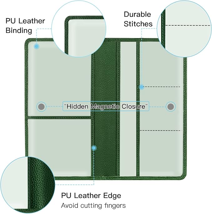 Valardoh Premium Car Registration and Insurance Card Holder, Car Document Holder for Cards, Driver License & other Essential Documents (Dark Green) - Image 2
