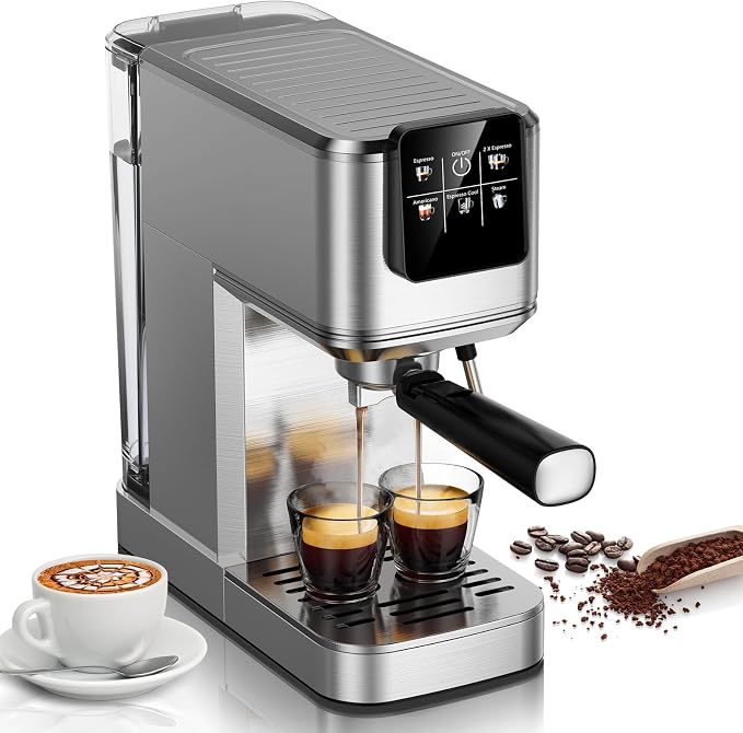 KEENSTAR Espresso Machine 20 Bar with Touch Screen, Hot & Iced Coffee Makers, Stainless Steel Espresso Maker with Rapid Cold Brew & Milk Frother, with Water Tank for Latte, Cappuccino, Gift by KEENSTAR