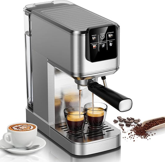 KEENSTAR Espresso Machine 20 Bar with Touch Screen, Hot & Iced Coffee Makers, Stainless Steel Espresso Maker with Rapid Cold Brew & Milk Frother, with Water Tank for Latte, Cappuccino, Gift by KEENSTAR
