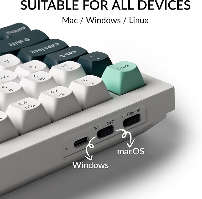 Keychron Q1 HE Wireless Custom Magnetic Keyboard, QMK Launcher | Rapid Trigger 2.4 GHz & Bluetooth 5.2 with Gateron Double-Rail Magnetic Switch for Mac Windows Linux (Hot-swappable) - White - Image 7