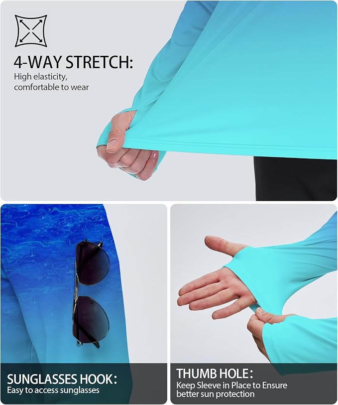 ZITY Men's Sun Protection Shirts Long Sleeve Rash Guard Hoodie UV UPF 50+ Fishing Running Athletic Sweatshirts - Image 3
