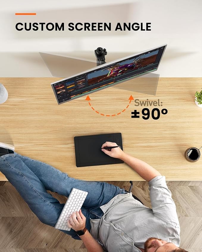 Ergear Single Monitor Mount for 13-32 Inch Screens,17.6 lbs Capacity | Steel pole design,tilt, swivel, rotation,cable clips,desk space saving, home office setup, VESA 75x75/100x100mm - Image 4