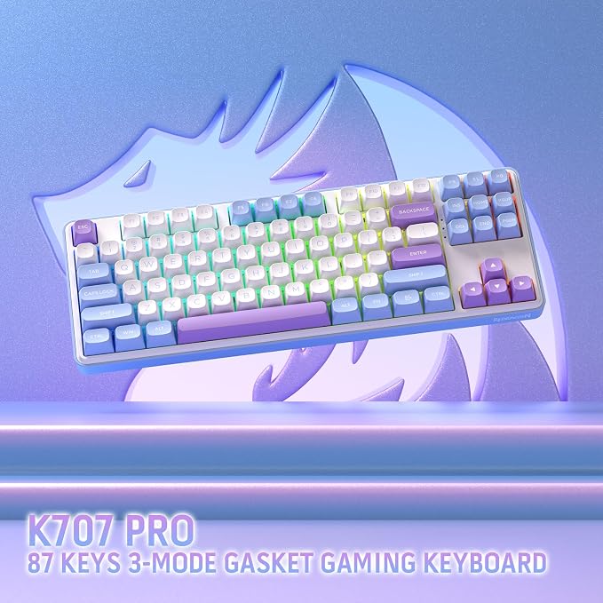 Redragon K707 PRO 80% Wireless Gasket RGB Gaming Keyboard, 3-Modes 87 Keys TKL Mechanical Keyboard w/Hot-Swap Socket, PBT Round Keycaps & 5-Layer Noise Dampening, Custom Linear Switch - Image 9