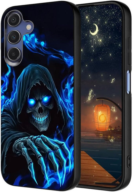 Designed for Galaxy A16 5G Phone Case,Slim Silicone Shockproof Protective Case for Galaxy A16 5G 6.7 inch,Skull with Blue Flame Art by Unknown