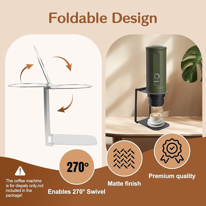 Stand Compatible with Outin Nano – Portable Foldable Coffee Maker Stand with Base, Espresso Machine Holder for Home, Desk, and Travel (Silver) - Image 5