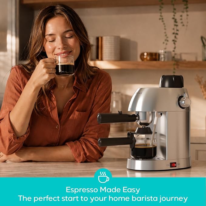 CASABREWS 3.5 Bar 4 Cup Espresso Cappuccino Machine with Milk Frother | Stainless Steel, Milk Frother, Dual Safety Switches, 800W, Compact for Home, Brew Espresso, Latte, Cappuccino, Iced Coffee - Image 9