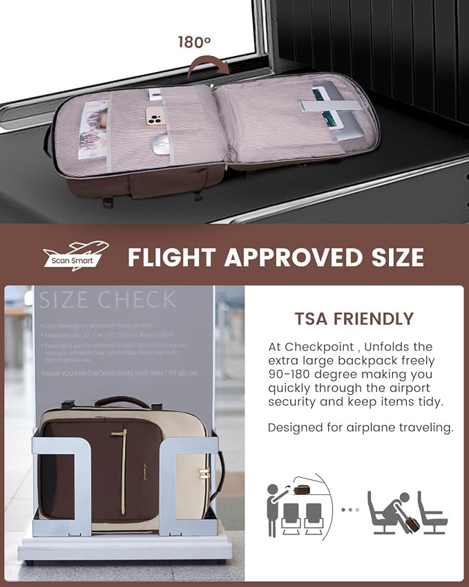 LOVEVOOK 40L Travel Backpack for Women & Men, Airline Approved Carry On Luggage with 3 Packing Cubes, TSA Overnight Bags, Waterproof Personal Item Bag, Weekender Essentials Backpacks fits 17" Laptop - Image 3