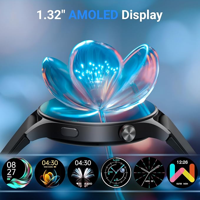Fitpolo Smart Watch for Men Women,1.3" AMOLED Touchscreen Fitness Tracker, Make/Answer Calls, Heart Rate SpO2 Monitor, 3ATM Waterproof, Sleep & Activity Tracking Smartwatch for Android Phones iPhone - Image 2