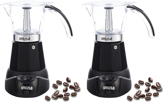 Imusa 6 or 3 Cup Electric Espresso Maker Black Coffee Machine for Cuban Coffee, Moka and Espresso Drinks (Pack of 2) by VisitIMUSA