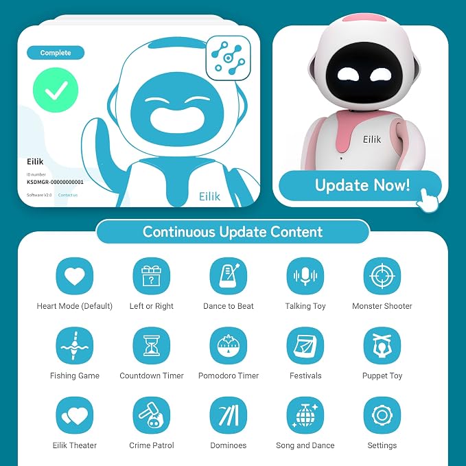 ENERGIZE LAB Eilik –Your Desktop Companion Full of Personality with Expressive Animations & Reactions, Touch-Responsive Play, Mini Games, Robot for Adults & Kids - Image 6
