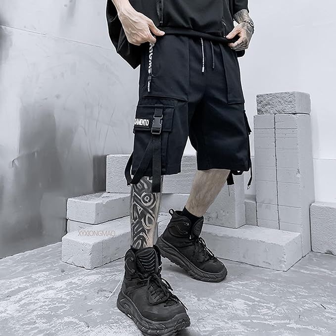 XYXIONGMAO Men's Joggers Techwear Black Hip Hop Cargo Shorts Streetwear Sweatpants Cargo Pants for Men - Image 3