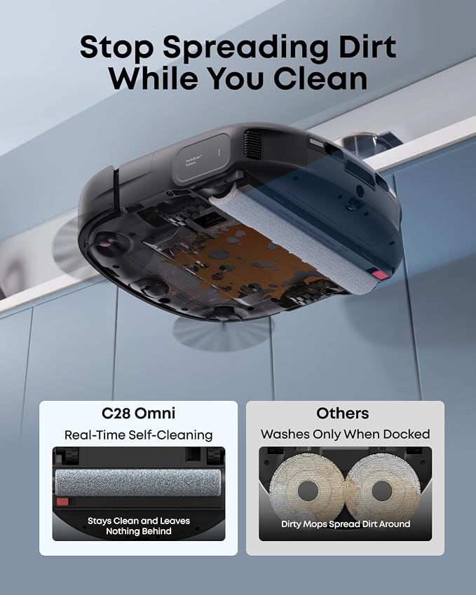 eufy C28 Robot Vacuum and Mop Combo, 15,000 Pa, HydroJet Roller Mop | Upgraded from X10 Pro, Zero-Tangle for Pet Hair, Auto Mop Washing&Drying, Self-Emptying&Refilling 2026 New - Image 4