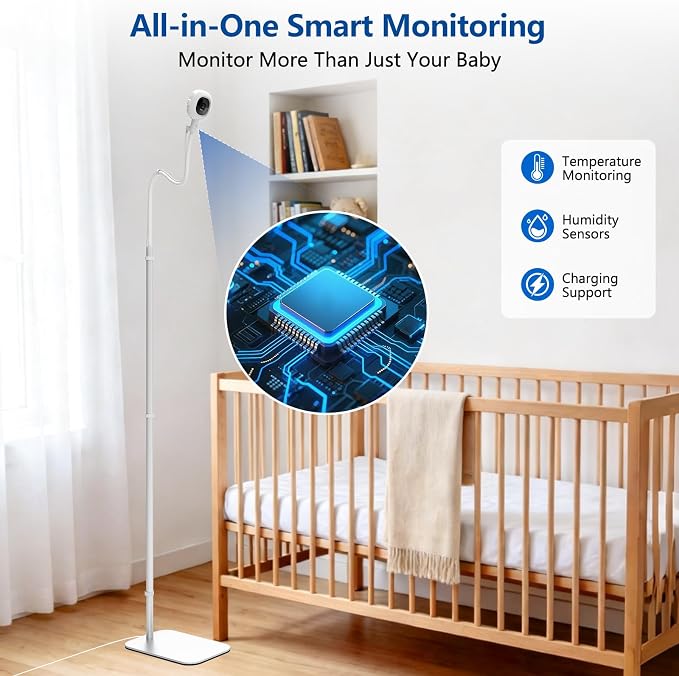 Floor Stand for Nanit Baby Monitor, Baby Camera Stand for Nanit Pro/Plus with Anti-fall Design & Heavy-Duty Base, 37-69" Adjustable Height Flexible Nanit Camera Mount for Crib, No Tools or Wall Damage - Image 6