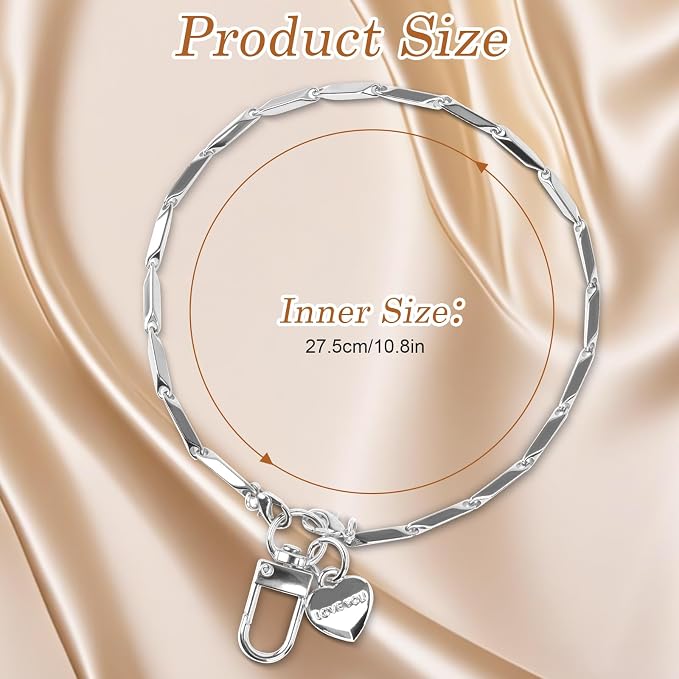 AULEEP Phone Chain Wristlet,Metal Hand Wrist Strap Lanyard,Phone Charm with Clear Tether Tab,Anti Theft Cellphone Strap Silver Bracelet Strap for Traveling Hiking Shopping - Image 3