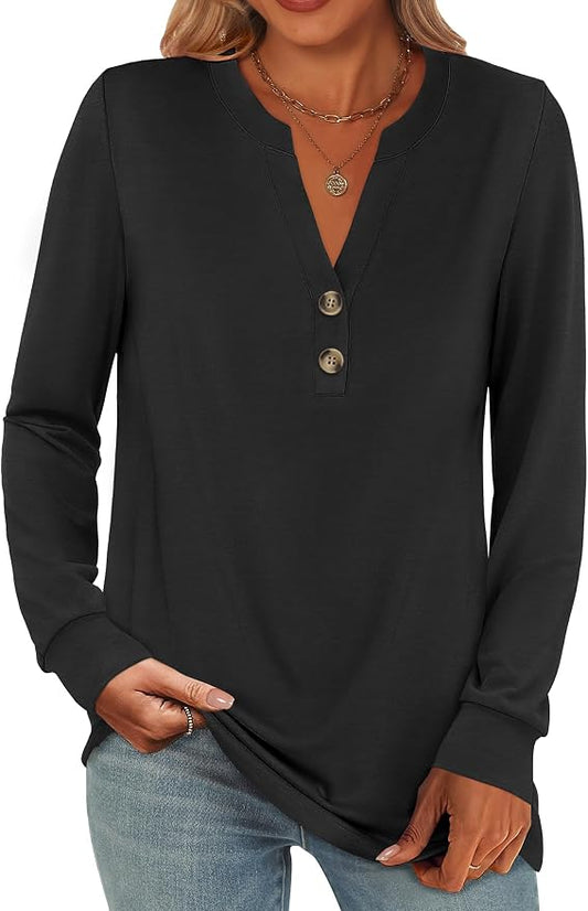 ANRABESS Women's Long Sleeve Shirts 2026 Spring Fashion Dressy Casual Tops Trendy Henley Blouses Cute Work Outfits Clothes by ANRABESS