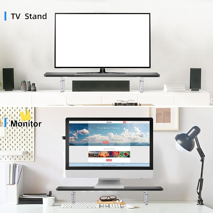 suptek Dual Monitor Stand Riser,Large Monitor Laptop Stand Riser 3 Adjustable Heights Computer Stand for Laptop, Printer, Notebook(MST016) - Image 4
