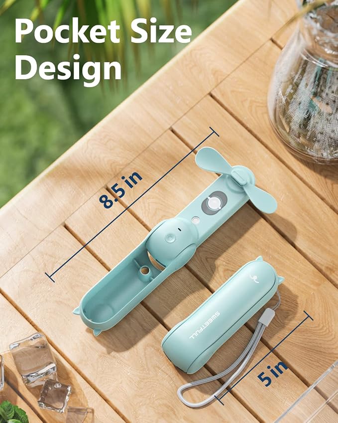 SWEETFULL Misting Fan Portable, Handheld Personal Mister Fans, Small Rechargeable, Mini Spray Water Mist Fans, Kids Women Portable Fan For Travel, Outdoors, Hiking, Camping Home Office (Blue) - Image 7