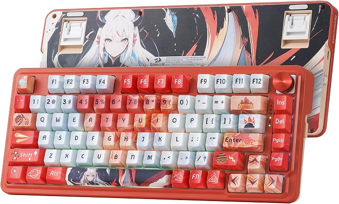 Redragon K673 PRO Wireless 81-Key RGB Gasket Gaming Keyboard, Scroll Knob | Multi-Function Control Wheel, 0-Delay Tri-Mode, Cushioned 5-Layer Noise Dampening for Creamy Thocky Sound, Compact 80% Size by REDRAGON