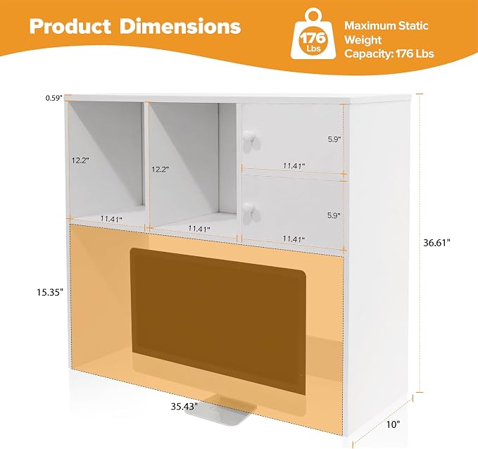 YGYQZ Desk Hutch with 4 Shelves for Computer Desk, White | 4 Storage Shelves, Spacious Desk Organization, Stable Construction, Space-Saving Design, Ideal for Office, Study & Dorm - Image 3