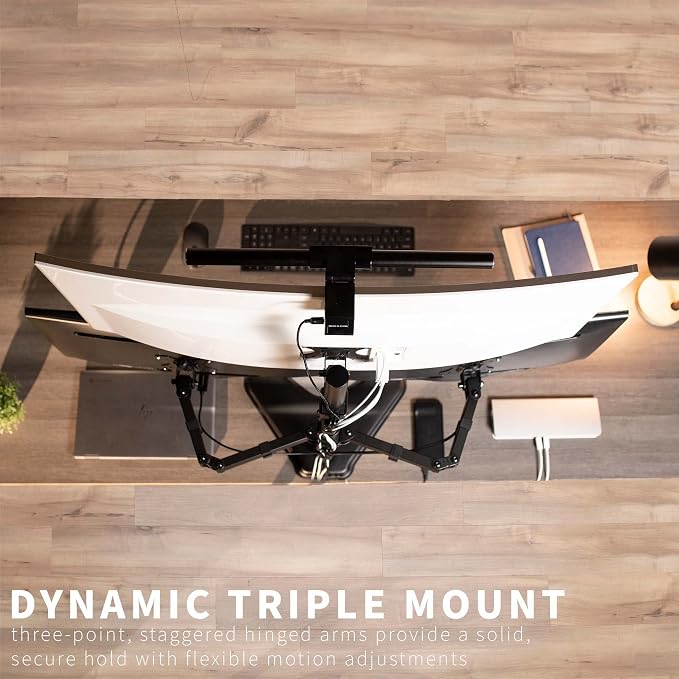 VIVO Triple LCD LED Computer Monitor Desk Stand, Free Standing Heavy Duty Fully Adjustable Mount for 3 Screens up to 30 inches STAND-V003E - Image 7
