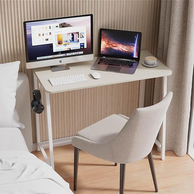 WOHOMO Folding Desk, 39.4" Foldable Computer Table for Small Spaces, Oak | Easy Assembly and Fold, Sturdy Home office desks for Study Bedroom Dorm Space Saving Writing Work Apartment - Image 5