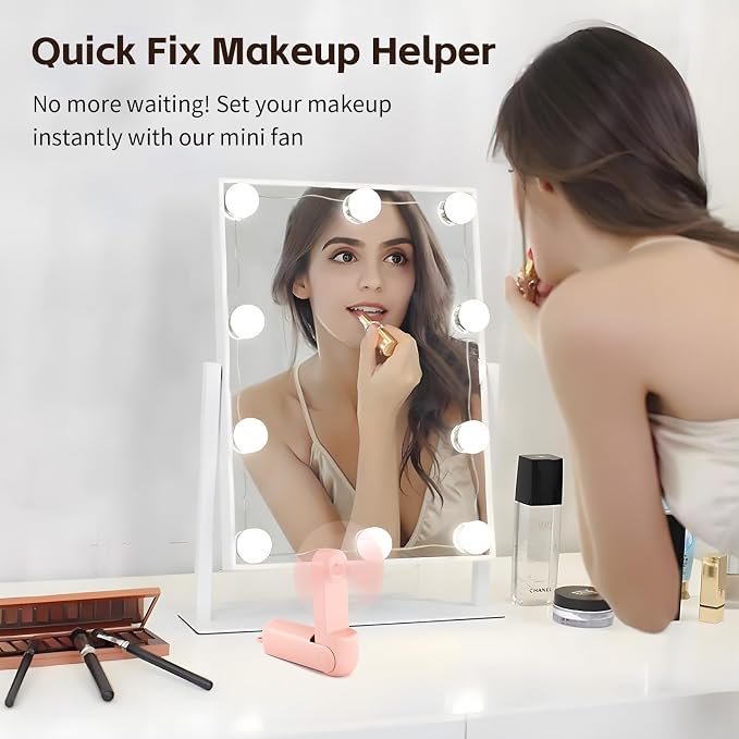 Morelax Portable Fan, Mini Handheld Fan with Power Bank, Cute USB Rechargeable Pocket Fan, Foldable Small Cooling Fan with LED Light, Personal Travel Fan,Summer,Beach Essentials,Summer Gift for Women - Image 7