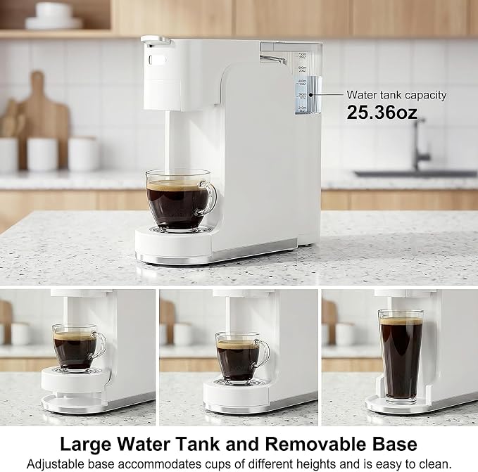 Single-Serve Coffee Maker, 4 in 1 Hot and Iced Coffee Machine, 20-Bar Espresso Coffee Maker for Ground Coffee, K-Cup Pod, NES Original and DG Pod, Customizable Brew Volume, Heats up in 3 seconds - Image 6